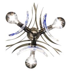  Mazzega Murano Mazzega Chandelier with Curved Blue Glass Panels 1960s - 609658