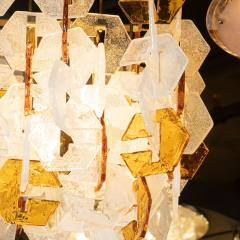  Mazzega Murano Mazzega Mid Century Modern Murano Interlocking Amber and White Glass Chandelier - 1459845