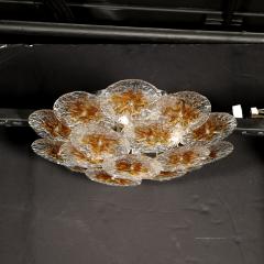  Mazzega Murano Mid Century Amber Handblown Murano Mottled Glass Disk Flush Mount by Mazzega - 3553998