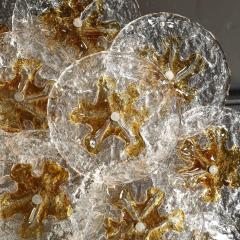  Mazzega Murano Mid Century Amber Handblown Murano Mottled Glass Disk Flush Mount by Mazzega - 3554005