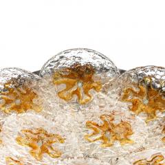  Mazzega Murano Mid Century Amber Handblown Murano Mottled Glass Disk Flush Mount by Mazzega - 3554011