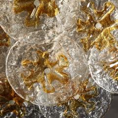  Mazzega Murano Mid Century Amber Handblown Murano Mottled Glass Disk Flush Mount by Mazzega - 3554014
