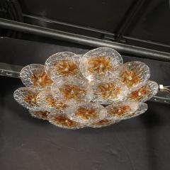  Mazzega Murano Mid Century Amber Handblown Murano Mottled Glass Disk Flush Mount by Mazzega - 3554087