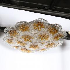  Mazzega Murano Mid Century Amber Handblown Murano Mottled Glass Disk Flush Mount by Mazzega - 3554104
