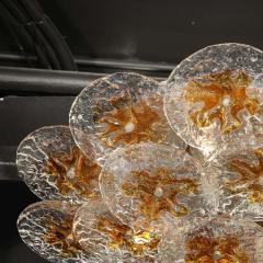  Mazzega Murano Mid Century Amber Handblown Murano Mottled Glass Disk Flush Mount by Mazzega - 3554105