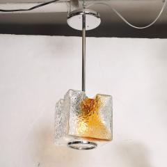  Mazzega Murano Mid Century Hand Blown Amber Murano Glass w Chrome Pendant Chandelier - 3898941