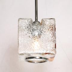  Mazzega Murano Mid Century Hand Blown Amber Murano Glass w Chrome Pendant Chandelier - 3898965