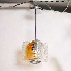  Mazzega Murano Mid Century Hand Blown Amber Murano Glass w Chrome Pendant Chandelier - 3899040