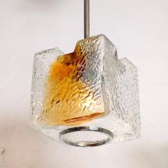  Mazzega Murano Mid Century Hand Blown Amber Murano Glass w Chrome Pendant Chandelier - 3899075