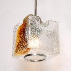  Mazzega Murano Mid Century Hand Blown Amber Murano Glass w Chrome Pendant Chandelier - 3899083