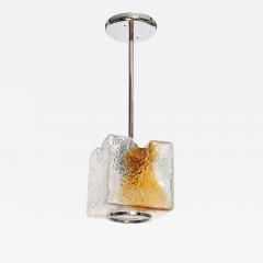  Mazzega Murano Mid Century Hand Blown Amber Murano Glass w Chrome Pendant Chandelier - 3907688