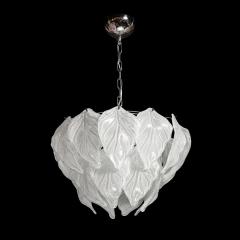  Mazzega Murano Mid Century Hand Blown Leaf Form Mottled Murano Glass Chandelier by Mazzega - 4514318