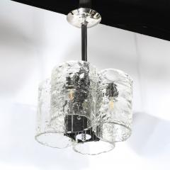  Mazzega Murano Mid Century Hand Blown Murano Mottled Glass Nickel Chandelier by Mazzega - 4623013
