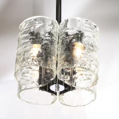  Mazzega Murano Mid Century Hand Blown Murano Mottled Glass Nickel Chandelier by Mazzega - 4623018