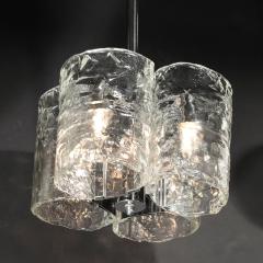  Mazzega Murano Mid Century Hand Blown Murano Mottled Glass Nickel Chandelier by Mazzega - 4623027