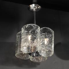  Mazzega Murano Mid Century Hand Blown Murano Mottled Glass Nickel Chandelier by Mazzega - 4623030
