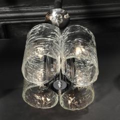  Mazzega Murano Mid Century Hand Blown Murano Mottled Glass Nickel Chandelier by Mazzega - 4623056