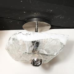  Mazzega Murano Mid Century Hand Blown Murano Mottled White Glass Semi Flush Mount by Mazzega - 4038045