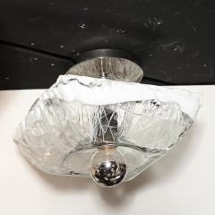  Mazzega Murano Mid Century Hand Blown Murano Mottled White Glass Semi Flush Mount by Mazzega - 4038062