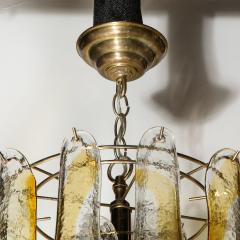  Mazzega Murano Mid Century Handblown Murano Amber Glass Brass Feather Chandelier by Mazzega - 2143914