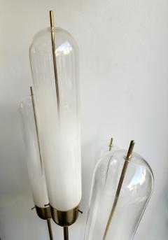  Mazzega Murano Mid Century Modern Brass Reed Floor Lamp Murano Glass by Mazzega Italy 1970s - 3481809