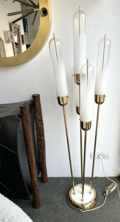 Mazzega Murano Mid Century Modern Brass Reed Floor Lamp Murano Glass by Mazzega Italy 1970s - 3481810