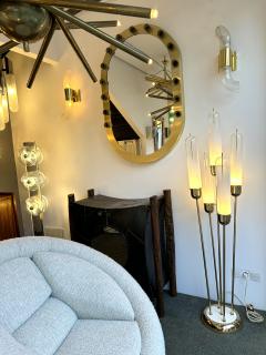  Mazzega Murano Mid Century Modern Brass Reed Floor Lamp Murano Glass by Mazzega Italy 1970s - 3481814