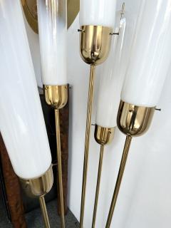  Mazzega Murano Mid Century Modern Brass Reed Floor Lamp Murano Glass by Mazzega Italy 1970s - 3481816