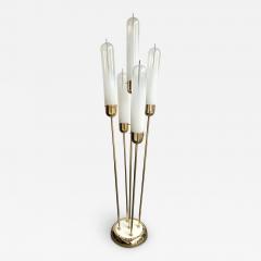  Mazzega Murano Mid Century Modern Brass Reed Floor Lamp Murano Glass by Mazzega Italy 1970s - 3482399
