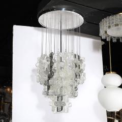  Mazzega Murano Mid Century Modernist Textural Clear Smoked Glass Chandelier by Mazzega - 3523504