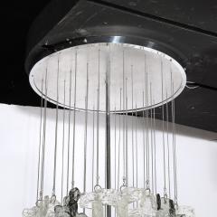  Mazzega Murano Mid Century Modernist Textural Clear Smoked Glass Chandelier by Mazzega - 3523505