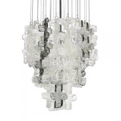  Mazzega Murano Mid Century Modernist Textural Clear Smoked Glass Chandelier by Mazzega - 3523507
