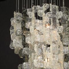  Mazzega Murano Mid Century Modernist Textural Clear Smoked Glass Chandelier by Mazzega - 3523508