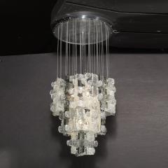  Mazzega Murano Mid Century Modernist Textural Clear Smoked Glass Chandelier by Mazzega - 3523550