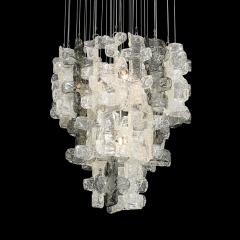  Mazzega Murano Mid Century Modernist Textural Clear Smoked Glass Chandelier by Mazzega - 3523571