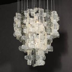  Mazzega Murano Mid Century Modernist Textural Clear Smoked Glass Chandelier by Mazzega - 3523582