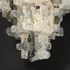  Mazzega Murano Mid Century Modernist Textural Clear Smoked Glass Chandelier by Mazzega - 3523663