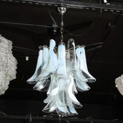  Mazzega Murano Mid Century Murano Opalescent Glass Chrome Feather Chandelier by Mazzega - 2143891