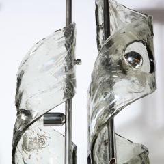  Mazzega Murano Midcentury Hand Blown Murano Smoked Helix Glass and Chrome Chandelier by Mazzega - 1733150