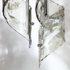  Mazzega Murano Midcentury Hand Blown Murano Smoked Helix Glass and Chrome Chandelier by Mazzega - 1733159