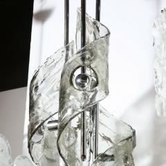  Mazzega Murano Midcentury Hand Blown Murano Smoked Helix Glass and Chrome Chandelier by Mazzega - 1733161