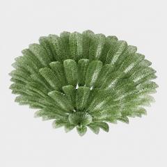  Mazzega Murano Monumental Imperial Luxury Venetian Green Leaves Graniglia Murano Glass Flush - 4718455