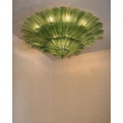  Mazzega Murano Monumental Imperial Luxury Venetian Green Leaves Graniglia Murano Glass Flush - 4718457
