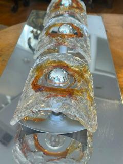  Mazzega Murano Murano ice glass and chrome wall light sconces by Mazzega - 4423066