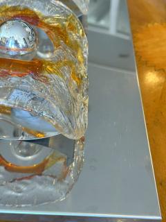  Mazzega Murano Murano ice glass and chrome wall light sconces by Mazzega - 4423067