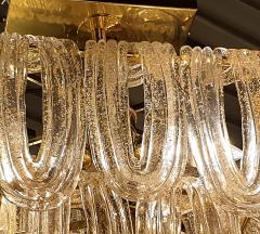  Mazzega Murano Oval Mid Century Modern brass gold leaf Murano glass chandelier Mazzega style - 2232918