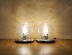  Mazzega Murano Pair Of Vintage Glass Murano Sphere Lamps 1970s - 3029302