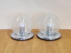  Mazzega Murano Pair Of Vintage Glass Murano Sphere Lamps 1970s - 3029602