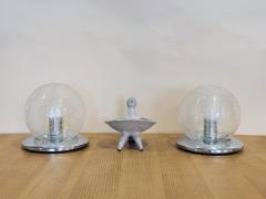  Mazzega Murano Pair Of Vintage Glass Murano Sphere Lamps 1970s - 3029603