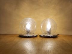  Mazzega Murano Pair Of Vintage Glass Murano Sphere Lamps 1970s - 3029604